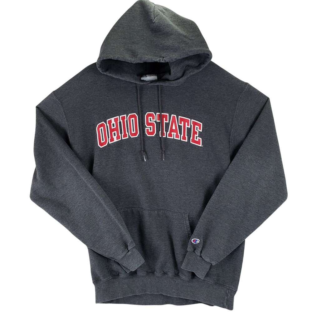 Ohio State Champion Hoodie Mens L Gray NCAA Buckeyes Football Pullover Fleece